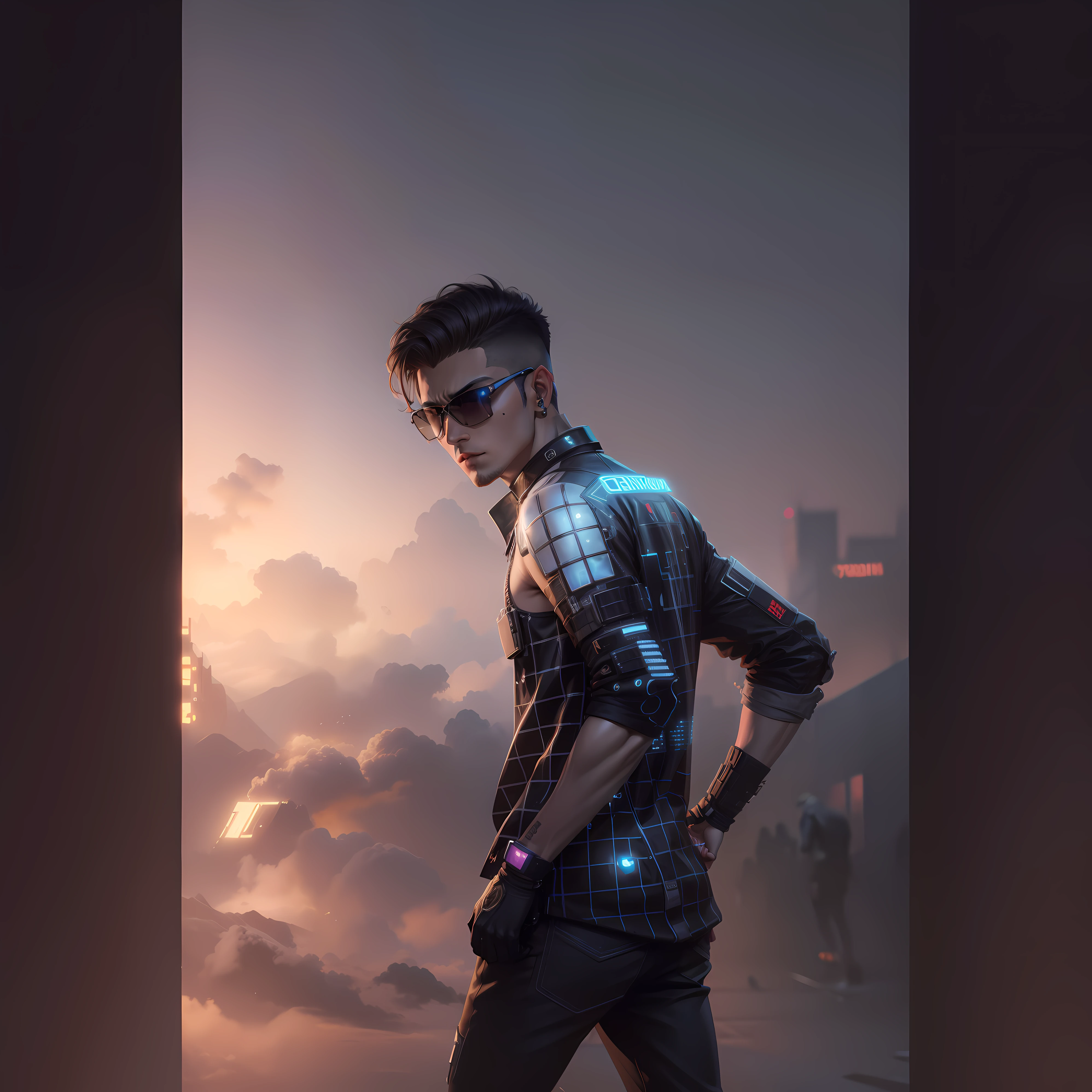 Change background cyberpunk handsome boy realistic face 8k ultra realistic w