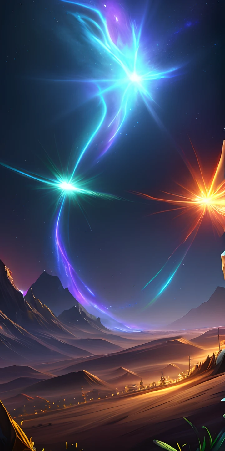 Ultra resolution 8k, galaxy light rays, hearthstone digital art style