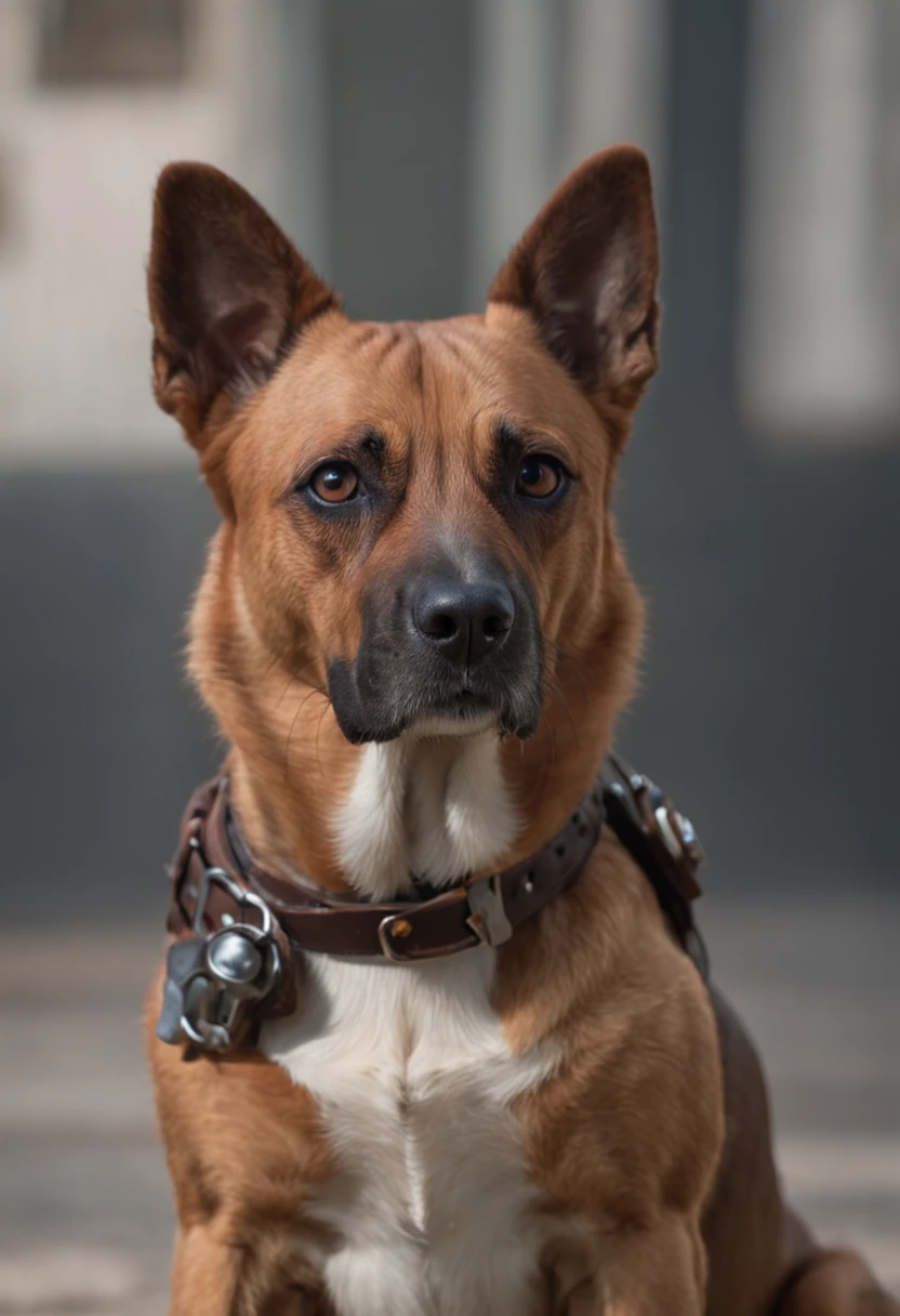 a dog,holding a katana,outside,realisticlying,The light and shadow are soft,extremy detailed,realistic raytraicing,Epic composition,(Complicated details),(Complex design,hyper-detailing:1.2),art stations,(tmasterpiece,best qualtiy),hyper HD,32k --v6