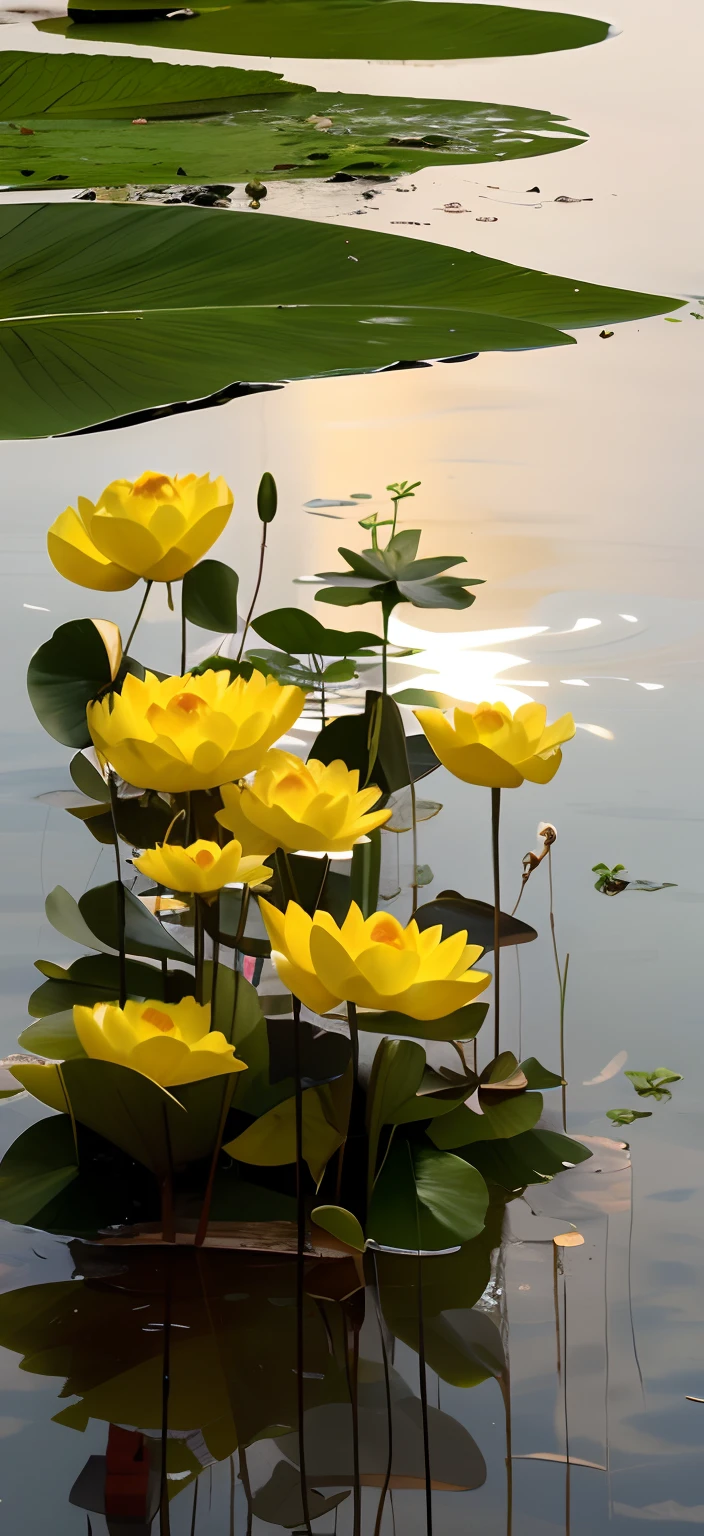 Lotus leaf ，lotuses，Realiy，Reflection in the water