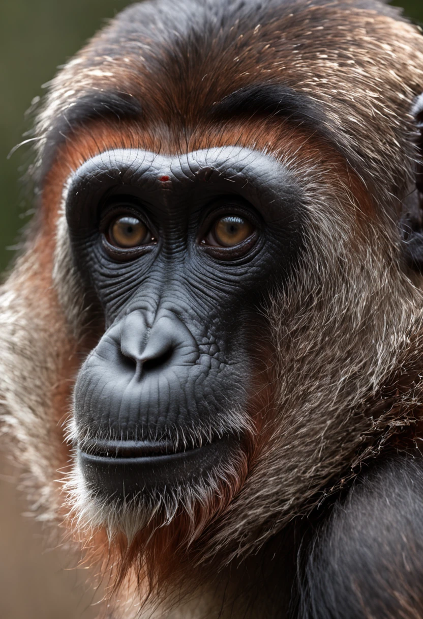 Real Photographics,monkeys,head portrait,Close-up,of a real,Facial features are carefully depicted,Realistic skin texture,depth of fields,high light,Real light,Ray traching,oc rendered,Hyper-realistic,best qualtiy,8K,Works of masters,super-fine,Detailed pubic hair,Correct anatomy,sharp focus on eyes,Bokeh,Facial features are carefully depicted