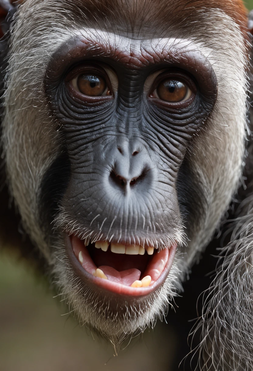 Real Photographics,monkeys,head portrait,Close-up,of a real,Facial features are carefully depicted,Realistic skin texture,depth of fields,high light,Real light,Ray traching,oc rendered,Hyper-realistic,best qualtiy,8K,Works of masters,super-fine,Detailed pubic hair,Correct anatomy,sharp focus on eyes,Bokeh,Facial features are carefully depicted
