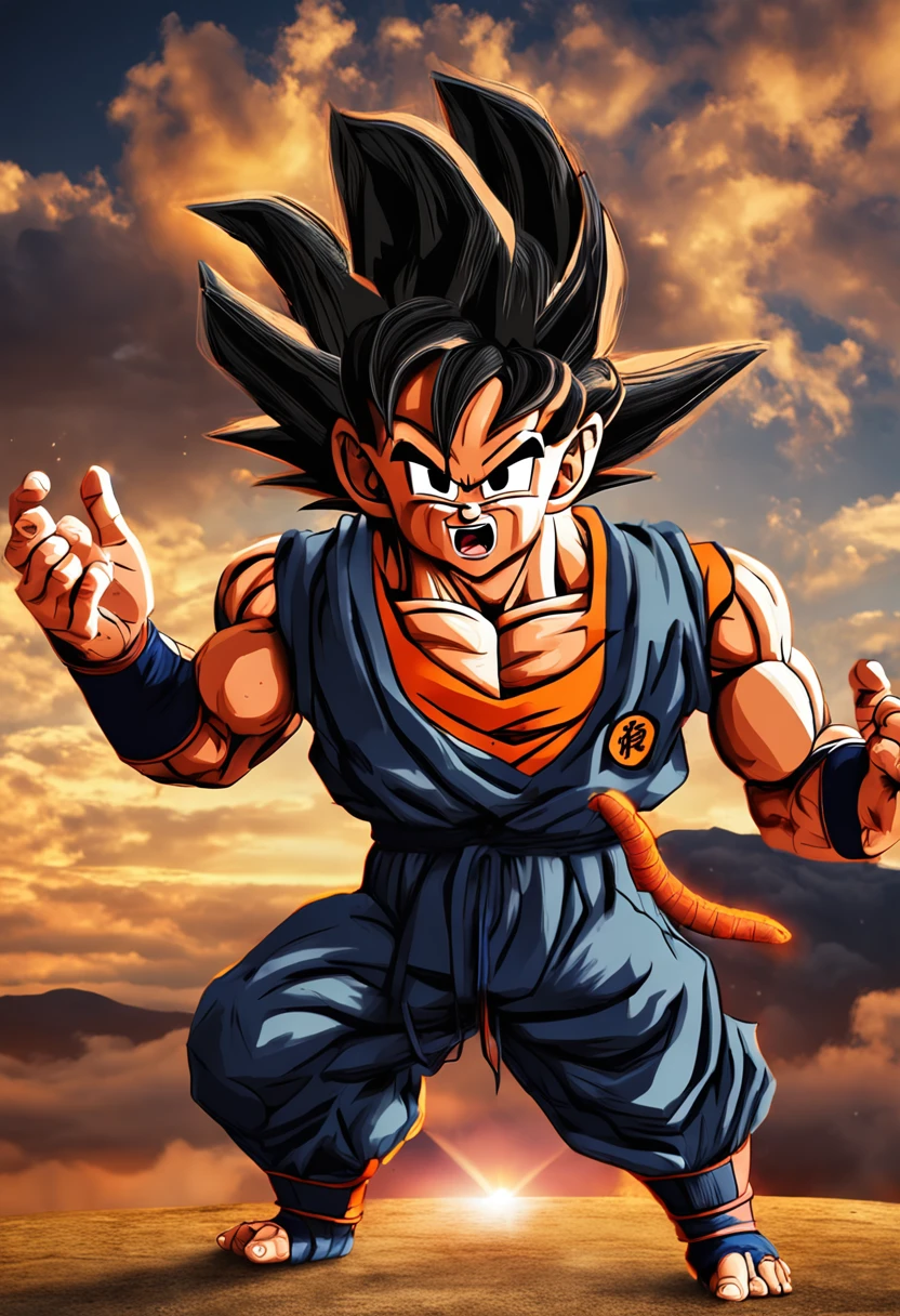 Dragon Ball Goku,Great ape,head portrait,Close-up,of a real,Facial features are carefully depicted,Realistic skin texture,Dark style,depth of fields,high light,Real light,Ray traching,oc rendered,Hyper-realistic,best qualtiy,8K,Works of masters,super-fine,Detailed pubic hair,Correct anatomy,sharp focus on eyes,Bokeh,Facial features are carefully depicted