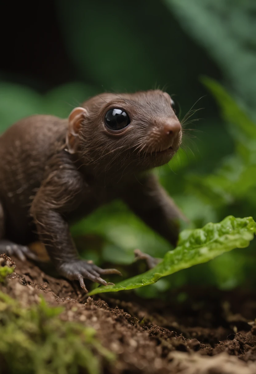 Real Photographics,jungles,Cute mole,Glowing plants,dream magical,starlights,Close-up,of a real,Macro lens,depth of fields,high light,Real light,Ray traching,oc rendered,Hyper-realistic,best qualtiy,8K,Works of masters,super-fine,Detailed pubic hair,Correct anatomy,sharp focus on eyes,Bokeh,Facial features are carefully depicted