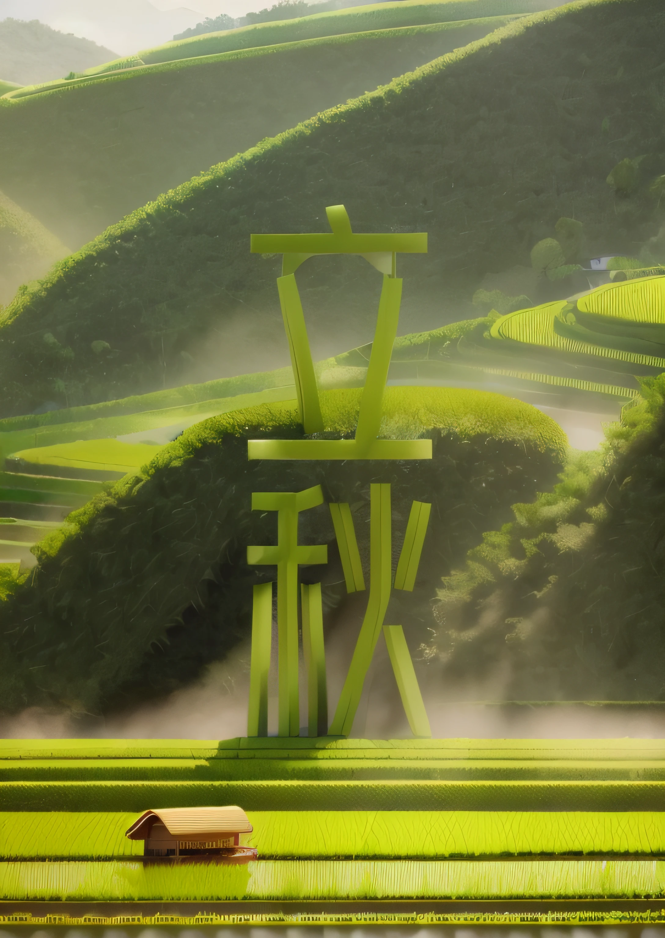 Masterpiece,Best quality,(Green rice fields:1.5),pixar-style,.(Ultra detailed,Aesthetic, 美丽的构图, rich and vivid colors, volumetric soft light),4K,Fairytales. illusory engine,rendering by octane,cuteness render,a 3D render,AdobePhotoshop