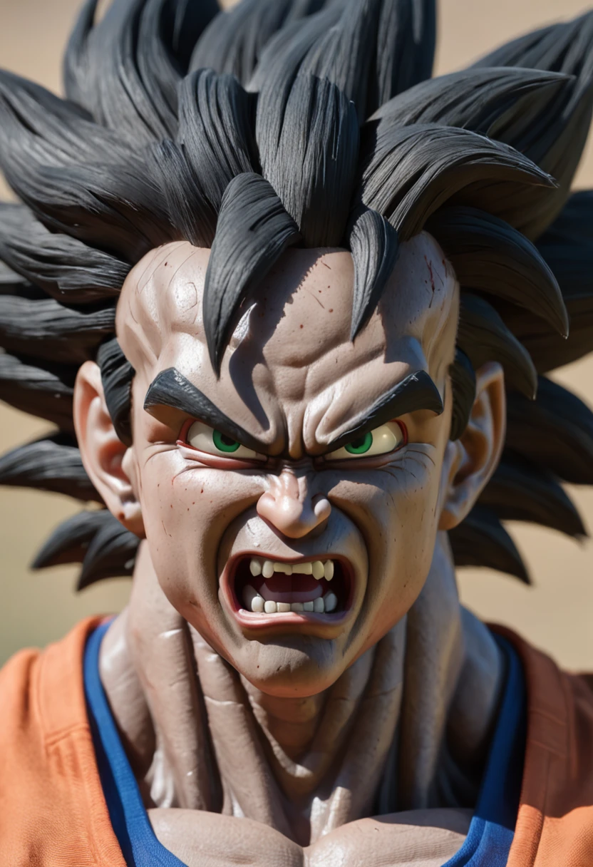 Dragon Ball Goku，Great ape，head portrait，Close-up，of a real，Facial features are carefully depicted，Realistic skin texture，Dark style，depth of fields，high light，Real light，Ray traching，oc rendered，Hyper-realistic，best qualtiy，8K，Works of masters，super-fine，Detailed pubic hair，Correct anatomy，sharp focus on eyes，Bokeh，Facial features are carefully depicted