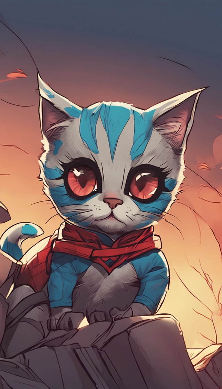 kitten wearing spiderman outfit, art based on manga style comics