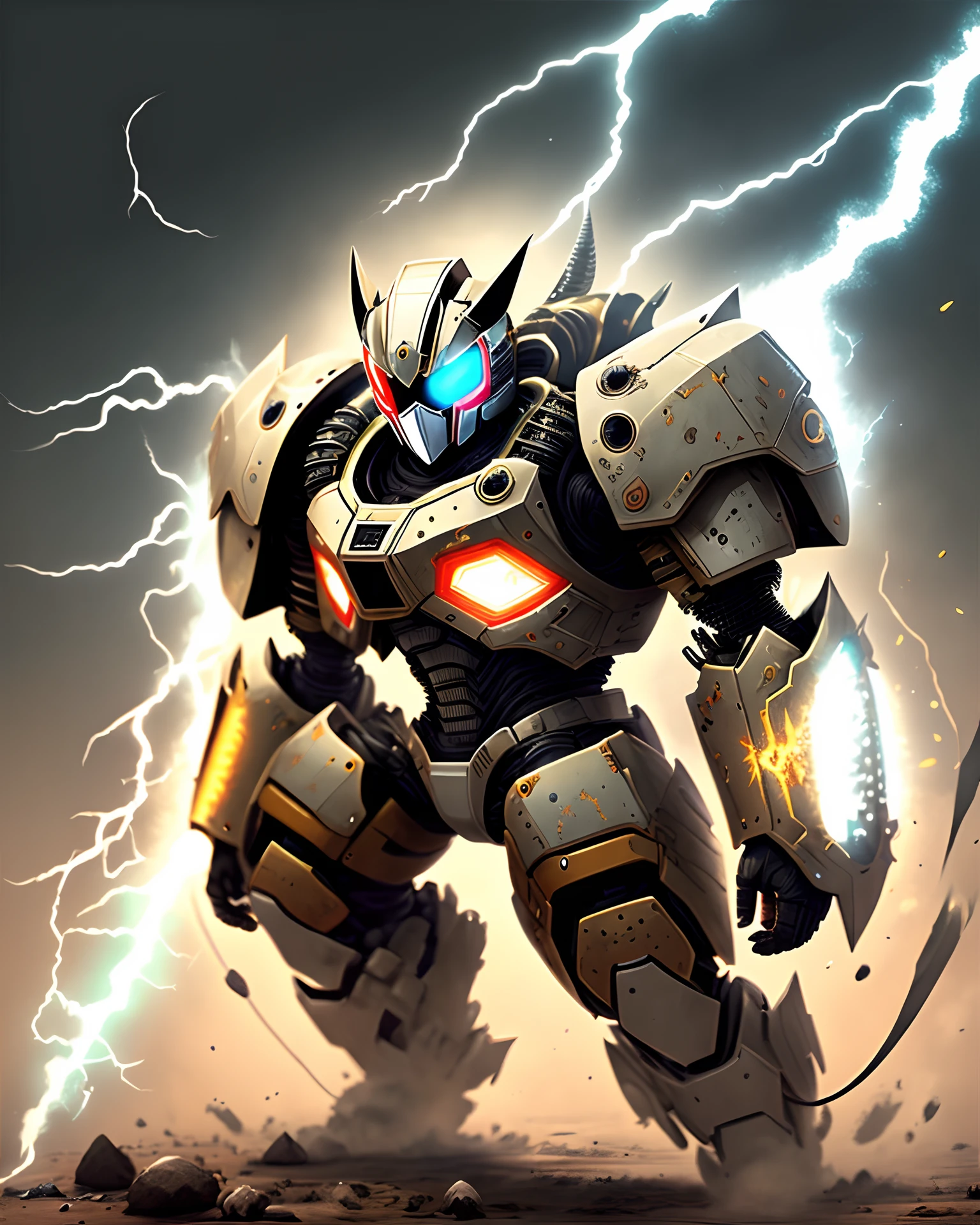 Kamen Rider Killer white mechanical armor
Ability to use lightning