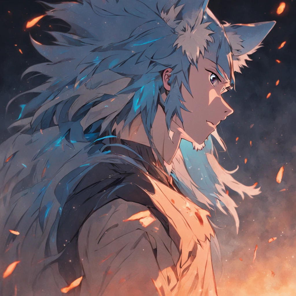 Wolf ears,Libido boy,20yr old,Swordsman,Heteropupil,blue hair,