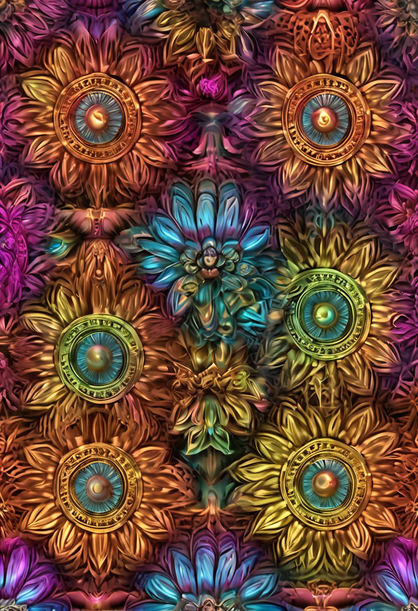 Beautiful repeating beautiful Kelsang flower pattern in gemstone tones, 3d effect, Ultra photo realsisim , Pinterres, The hexadecimal code color is 5ABCB9, 63E2C6, FB6376, 613F75, 0C6291 only, Flowing, the wallpaper, Artistic