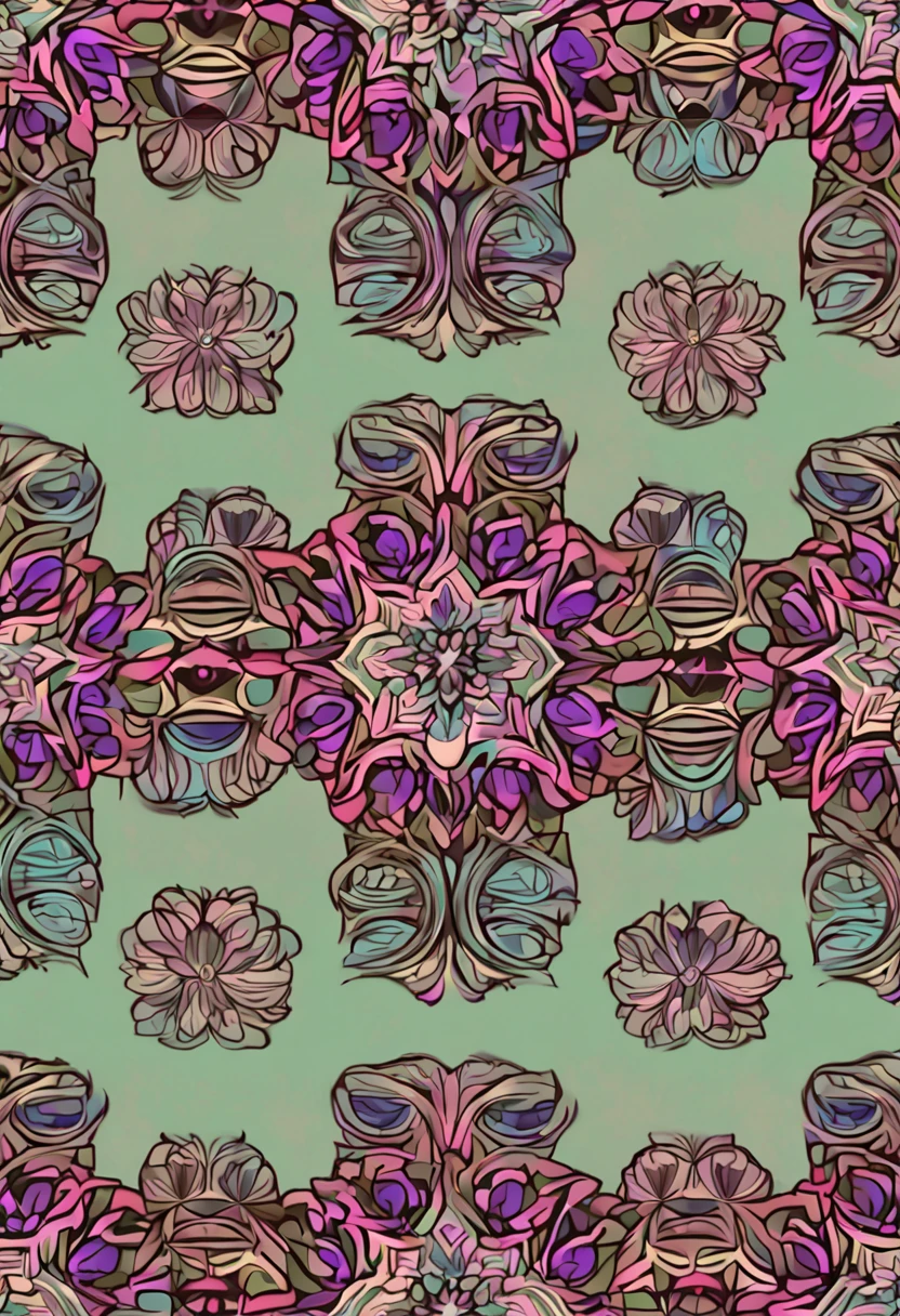 Beautiful repeating beautiful Kelsang flower pattern in gemstone tones, 3d effect, Ultra photo realsisim , Pinterres, The hexadecimal code color is 5ABCB9, 63E2C6, FB6376, 613F75, 0C6291 only, Flowing, the wallpaper, Artistic