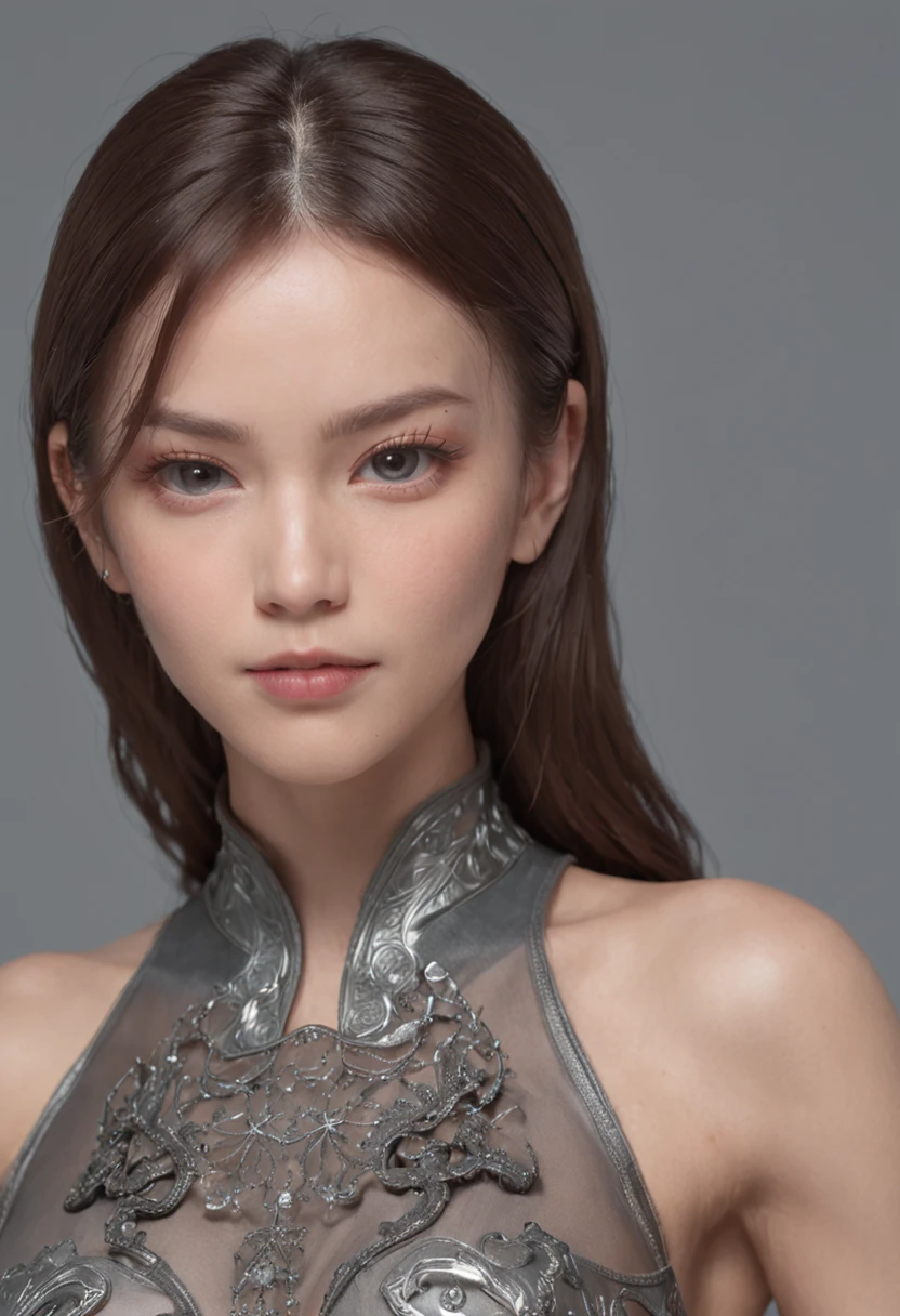 Android girl in metal sheath、(in 8K、Raw photography、top-quality、masterpiece:1.2)、(realisitic、photoRealstic:1.37)