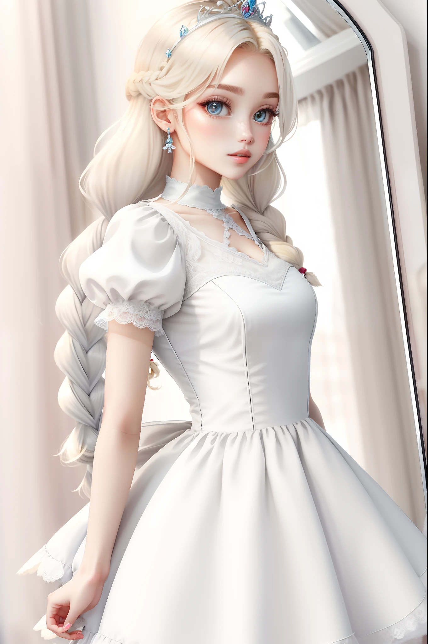 Princess A Princess Soft Good style best quality(Highest Quality) , High quality(hiquality) soft hair amarelo Fluffy dress blonde Braids The whole body is reflected Very delicate tone and good atmosphere