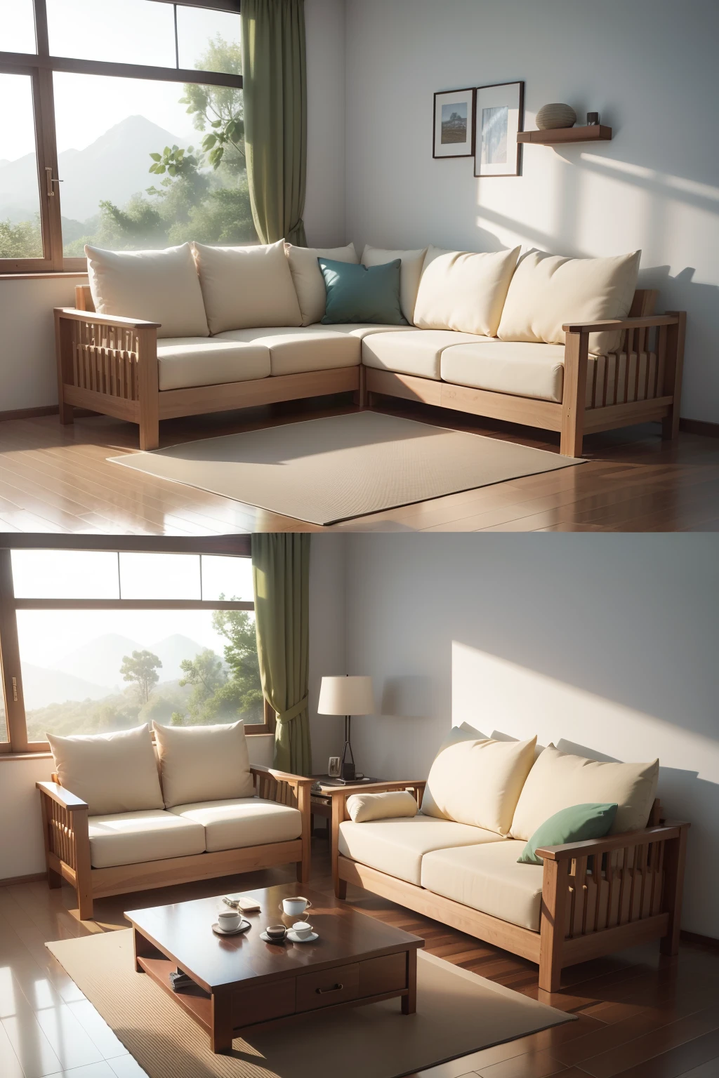 Modular wooden sofa that can be assembled,Fully show the beauty of the natural material of the wooden sofa,Special emphasis is placed on the calmness of the natural colors of the wooden sofa and the simplicity of the styling lines,Emphasize the harmony between nature and people in the furniture space,Be in the middle of it。With its fresh natural scenery、A unique taste of simplicity and elegance,Form a unique wooden sofa style,Cater to the freedom of contemporary urbanites、Longing for a relaxed life。It embodies the integration of man and nature。3D model HD rendering, Rendering of wooden sofa