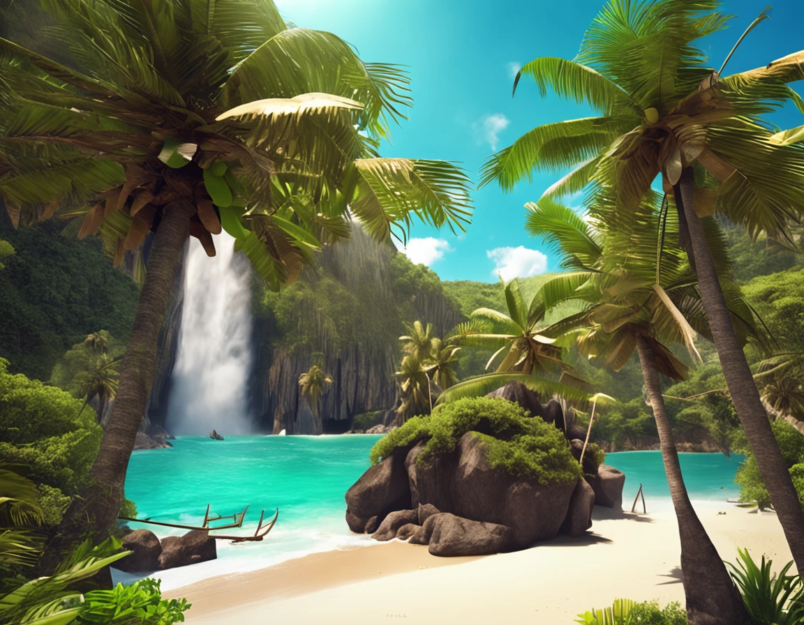 Make a WeChat avatar,Fine sand beach,Coconut Tree,The endless sea,The sun rising in the distance