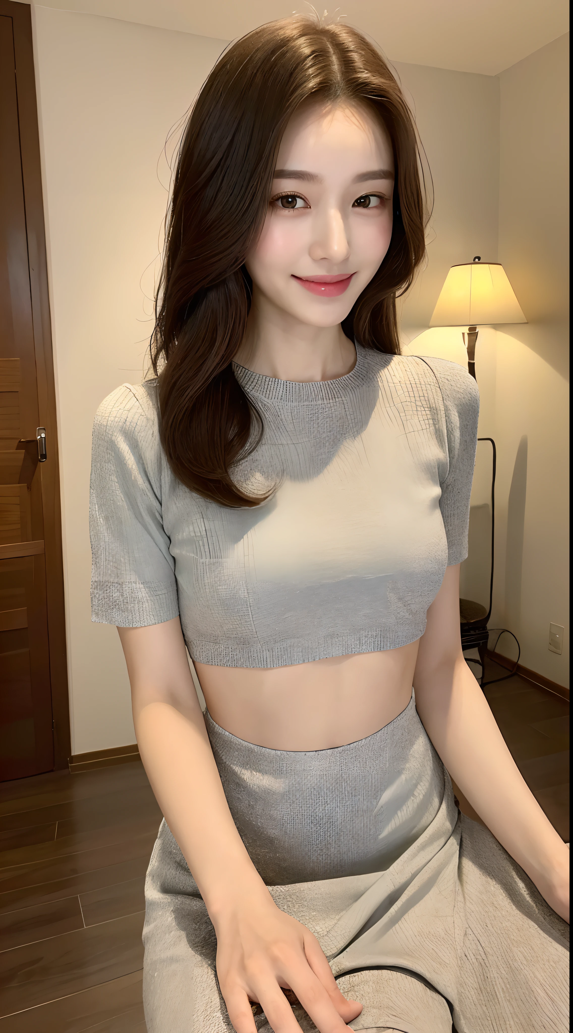 ((Best Quality, 8K, Masterpiece: 1.3)), 1girl, Slim Abs Beauty: 1.3, (Hairstyle Casual,), Dress: 1.1, Super Fine Face, Delicate Eyes, Double Eyelids, Smile, Home