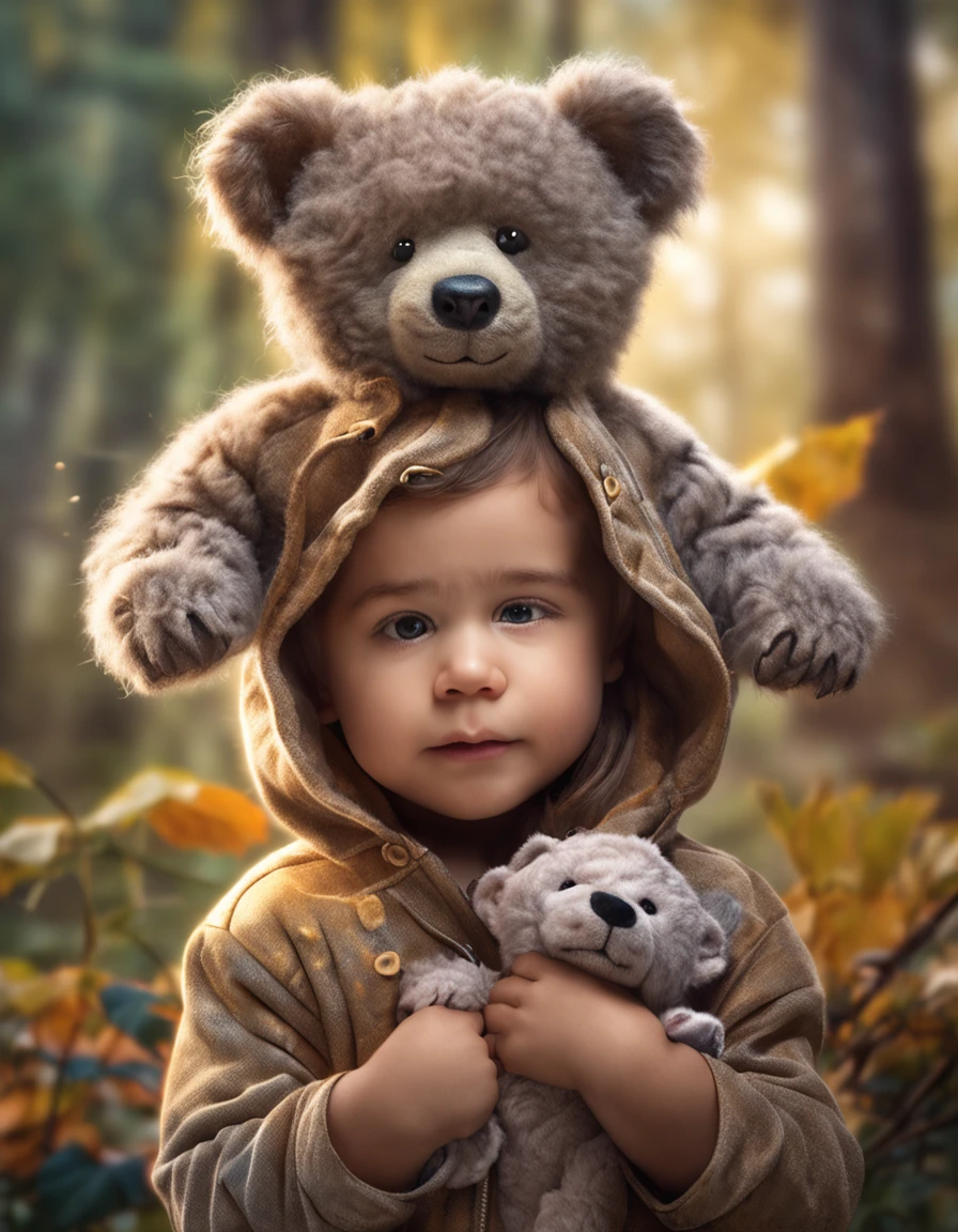 cute babyisabelmoner-smf, dora, with bear Teddy, shiny eyes, fantasy style, intricate details, realistic portrait drawing, white background --ar 2:3