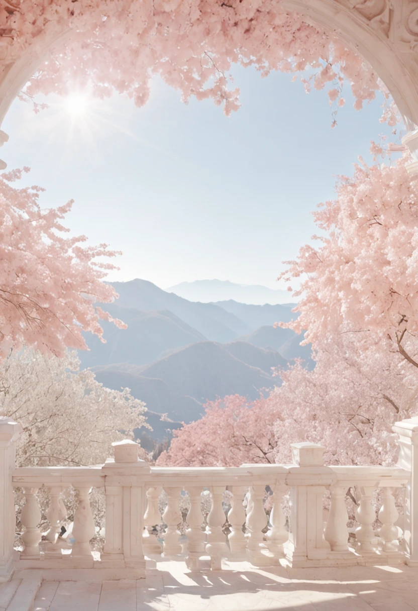 Pastel colors:1.3)、(cute illustration:1.3)、 detailed background、The details are beautiful.、Moya、It's very colorful、marble、Particles of Light、patterns、 detailed drawing、vibrant colours、striking contrast、intricated details、Delicate depictions、glittering、 Morning sun shining, (Dynamic Angle, Shot from a distance, wide shot, From panoramic views, magnificent view:1.25)、 「That summer」If you call it, Every summer, you will remember the collar and start wearing it