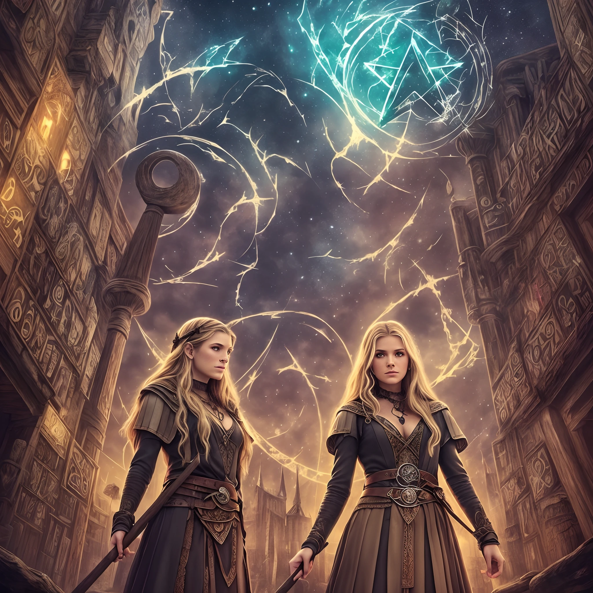 magic oak, runes, young beautiful witch, viking --auto --s2
