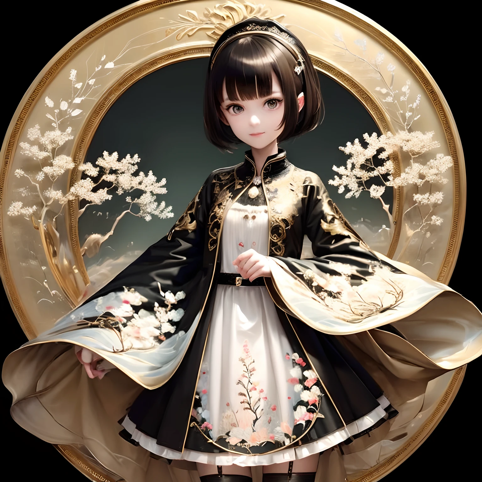 (masterpiece:1.3),(best quality:1.4),ultra high res,(detailed eyes),(detailed facial features),(detailed clothes features),HDR,8k resolution, solo focus, bangs, skin tight, (shiny skin),(slender girl),dreamlike,
(extreme detailed illustration),check commentary,commentary request,scenery,no text,
VirtualGirl-Rin, happy, smile, (small breasts), bangs, bob hair, short hair, brown hair, brown eyes, black choker,
1girl, (solo),
sexy Maid, Maid hair band,Maid dress,Maid apron,Maid skirt,Maid stockings,black leather shoes,