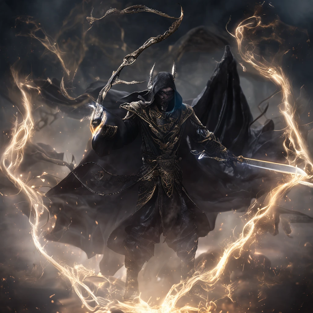 Best quality, Masterpiece, 超高分辨率, (photograph realistic:1.4), surrealism, Dream-like,fusionart, Shadowdancer, shadow magic, darkness control, stealth, shadowstep, umbral spells, hidden blade,
