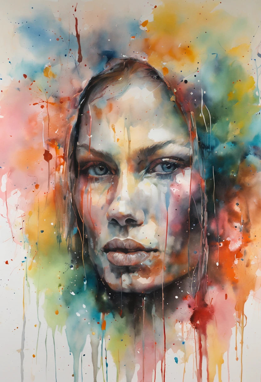 a wolf by agnes cecile, luminous design, pastel colours, ink drips, autumn lights