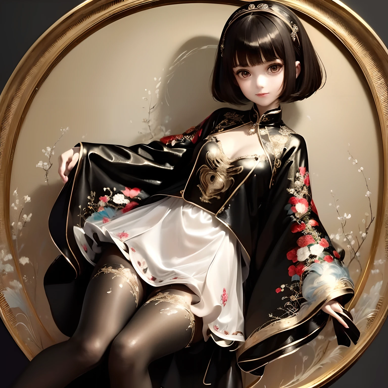 (masterpiece:1.3),(best quality:1.4),ultra high res,(detailed eyes),(detailed facial features),(detailed clothes features),HDR,8k resolution, solo focus, bangs, skin tight, (shiny skin),(slender girl),dreamlike,
(extreme detailed illustration),check commentary,commentary request,scenery,no text,
VirtualGirl-Rin, happy, smile, (small breasts), bangs, bob hair, short hair, brown hair, brown eyes, black choker,
1girl, (solo),
sexy Maid, Maid hair band,Maid dress,Maid apron,Maid skirt,Maid stockings,black leather shoes,