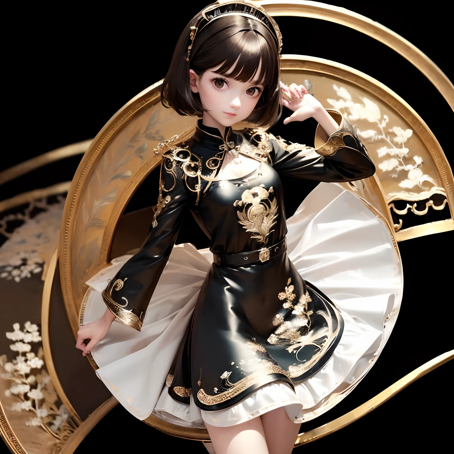 (masterpiece:1.3),(best quality:1.4),ultra high res,(detailed eyes),(detailed facial features),(detailed clothes features),HDR,8k resolution, solo focus, bangs, skin tight, (shiny skin),(slender girl),dreamlike,
(extreme detailed illustration),check commentary,commentary request,scenery,no text,
VirtualGirl-Rin, happy, smile, (small breasts), bangs, bob hair, short hair, brown hair, brown eyes, black choker,
1girl, (solo),
sexy Maid, Maid hair band,Maid dress,Maid apron,Maid skirt,Maid stockings,black leather shoes,