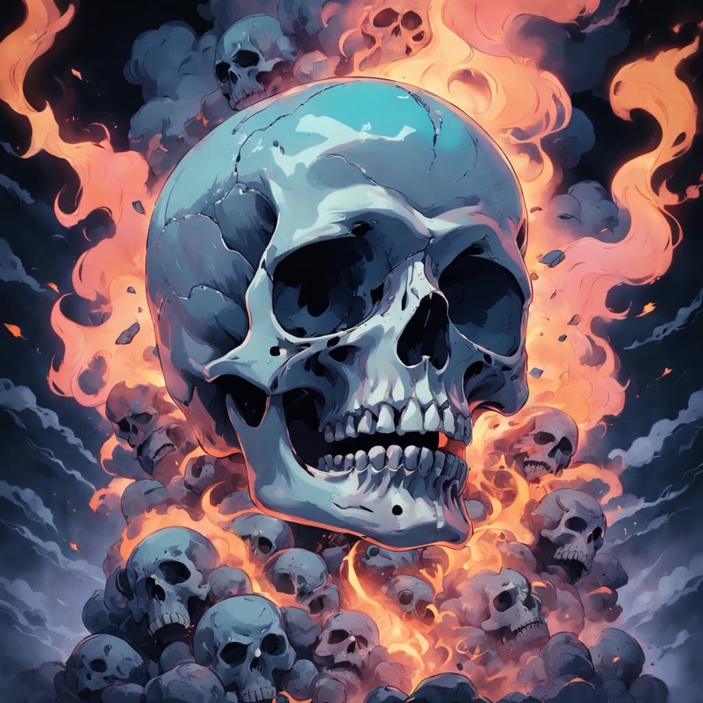 skull, no background, smoke