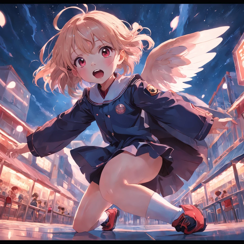 (((Kindergarten girls))),((children's,Very wide open mouth,The tongue can be seen)),((opening legs)),(Fair and smooth skin like a cloud),only one girl
