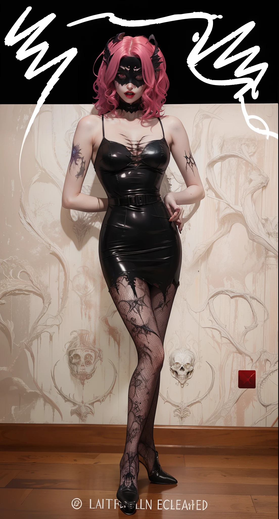 Fine matte paint,Skeleton Dark Angel, Haunted castle with large wings, Fill the drawing table with a knife,terroral,uncanny,horrid,secret terror,tentaculata,grape trees,The eye,uncanny valley effect teeth,all fours,Critters,Blood Moon,Sharp fangs,vampire tooth,Blood