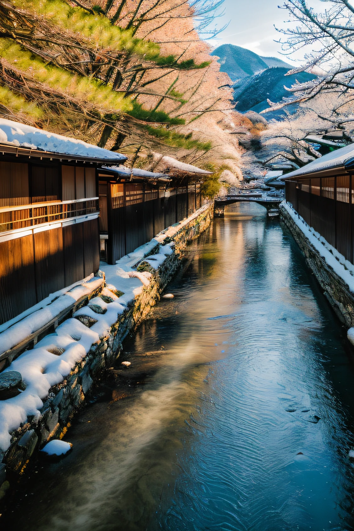 Landscape Photography, Sunnyday, snowscape,8K UHD, top-quality, Film grain, FujifilmXT3,Winters,kyoto,Arashiyama