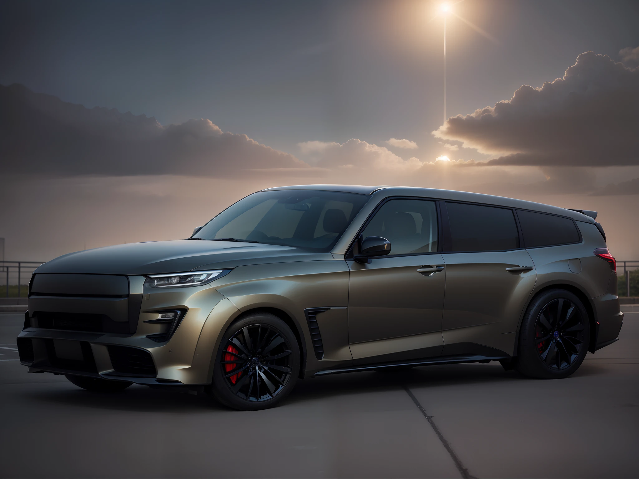 perfectquality,Realistis,realisticlying,photore,Realiy,Park your car in the car showroom,SUV,Pubic area is clear,Texture,photorealestic。Dark car paint。