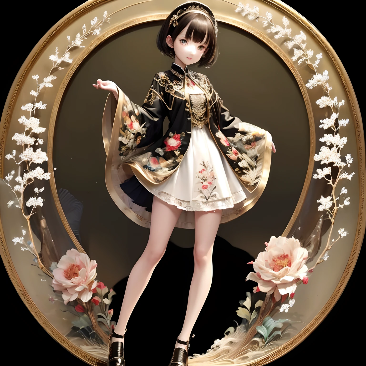 (masterpiece:1.3),(best quality:1.4),ultra high res,(detailed eyes),(detailed facial features),(detailed clothes features),HDR,8k resolution, solo focus, bangs, skin tight, (shiny skin),(slender girl),dreamlike,
(extreme detailed illustration),check commentary,commentary request,scenery,no text,
VirtualGirl-Rin, happy, smile, (small breasts), bangs, bob hair, short hair, brown hair, brown eyes, black choker,
1girl, (solo),
sexy Maid, Maid hair band,Maid dress,Maid apron,Maid skirt,Maid stockings,black leather shoes,