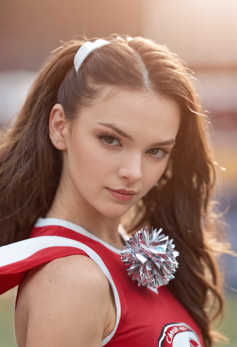 1girl, cheerleader, Stadium Background