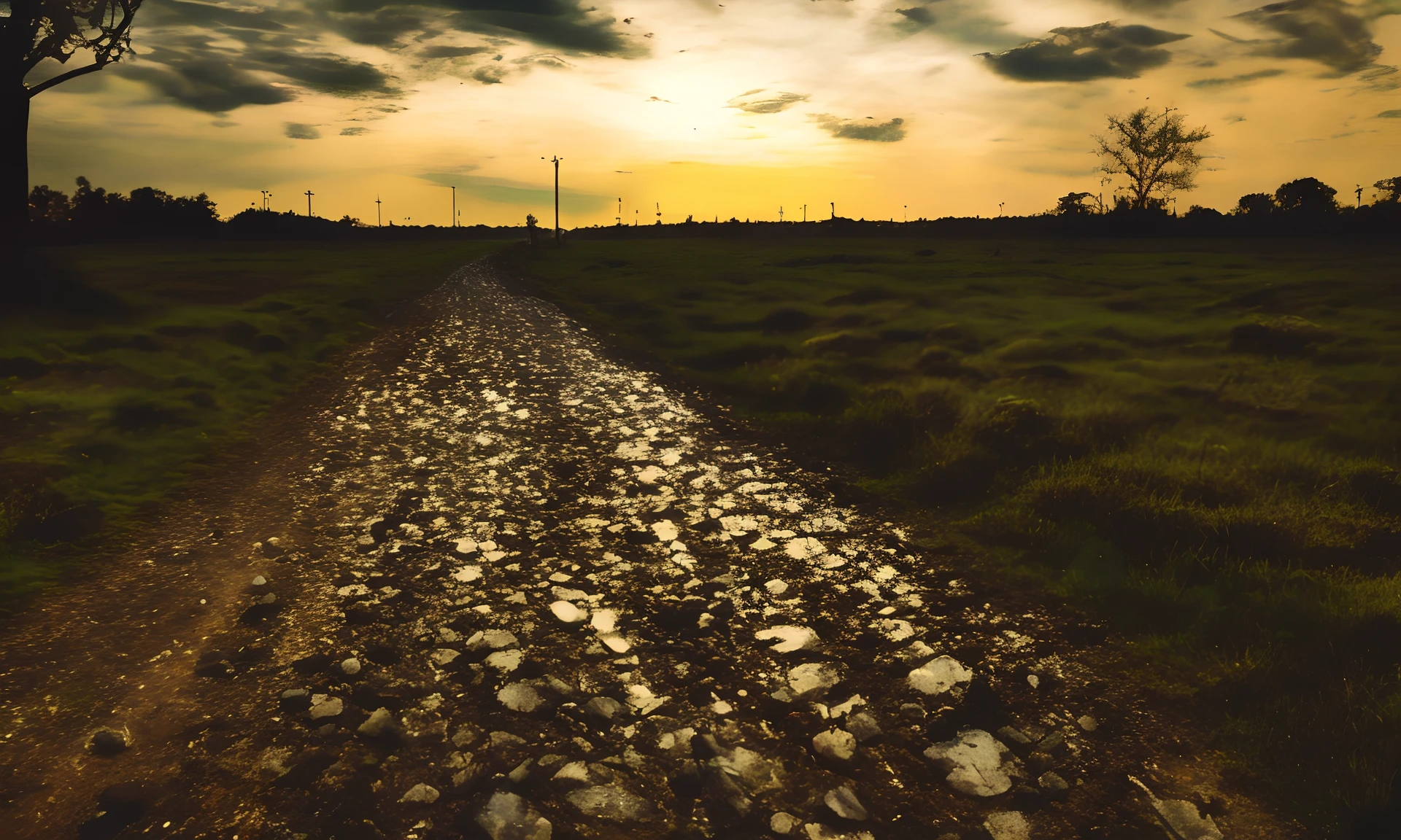 Walk on muddy paths in the dark,There are countless planets in the sky,Extra big,All exude a non-stop light,They are turning,There are flashes in the air with a blur