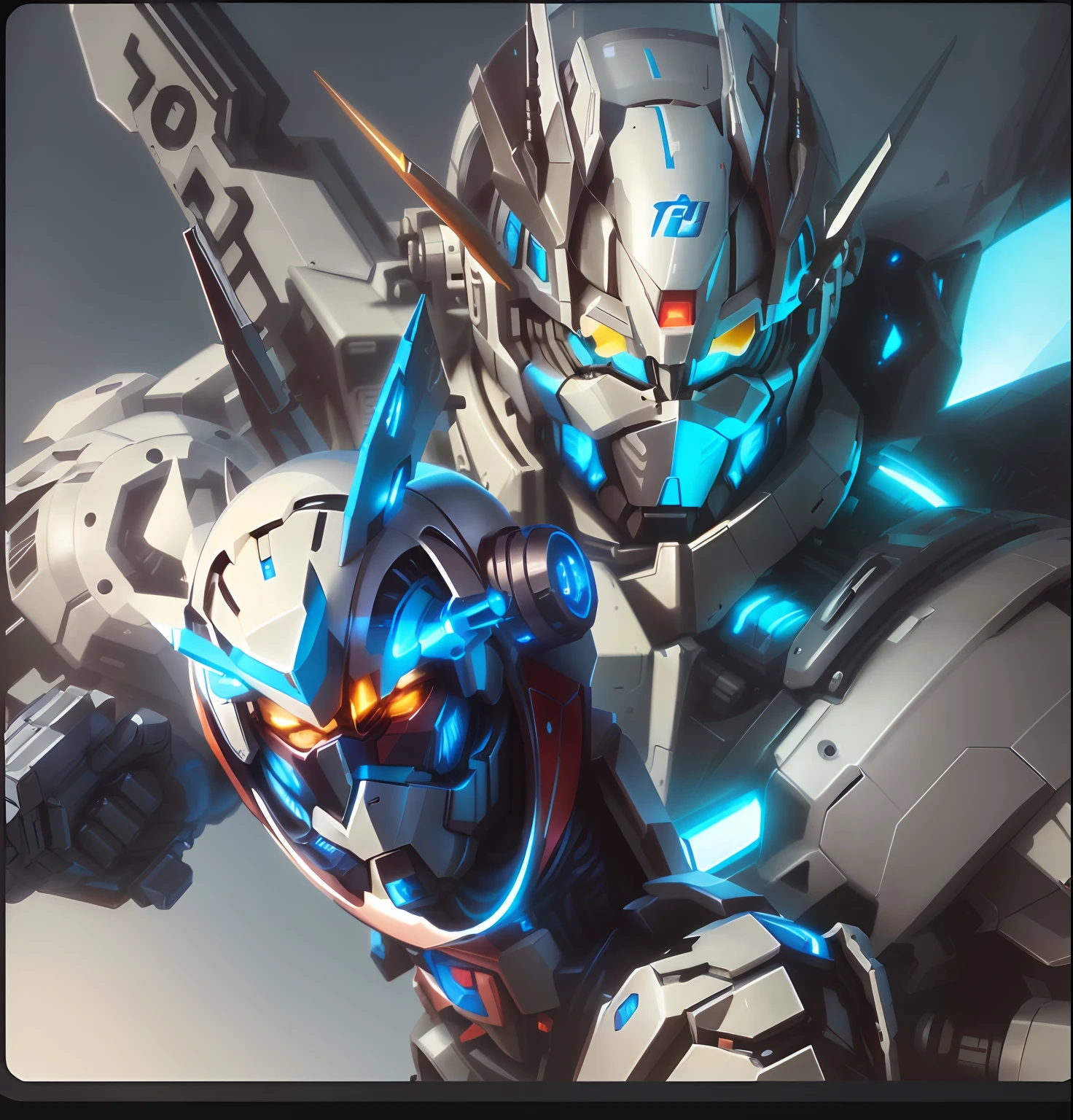 Close-up of a robot with a gun in his hand, cool mecha style, modern mecha anime, Mobile Suit, mecha anime, mecha art, gundam style, [ 4 K digital art ]!!, Highly detailed digital art in 4K, anime robotic mixed with organic, gundam, amazing wallpapers, Badass anime 8 K, 4K!
