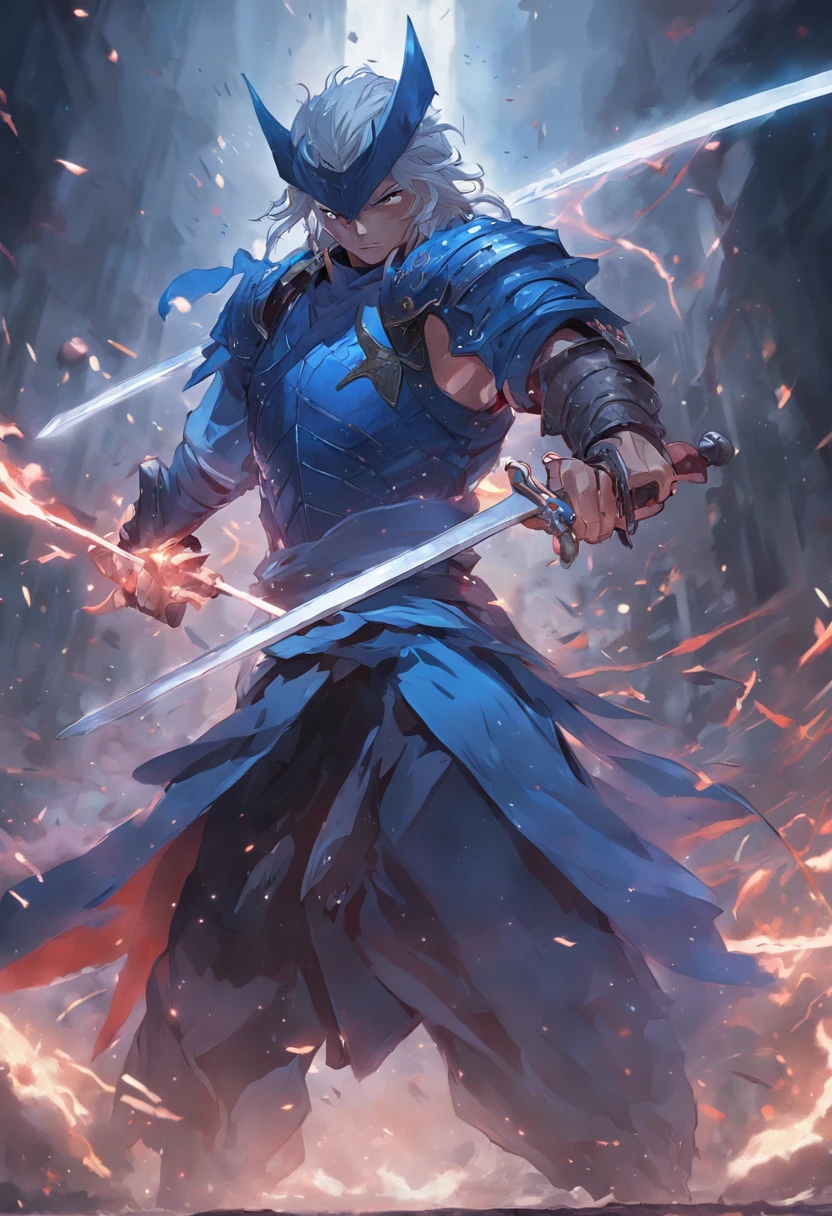 A reloaded swordsman,Super thick armor wraps around the entire body,A giant sword with both hands on the ground,The blue spinning sword qi overflowed,,Blood,depth of fields,dynamic blur,high light,Real light,Ray traching,oc rendered,Hyper-realistic,best qualtiy,8K,Works of masters,super-fine,Detailed pubic hair,Correct anatomy,sharp focus on eyes,Bokeh,Facial features are carefully depicted