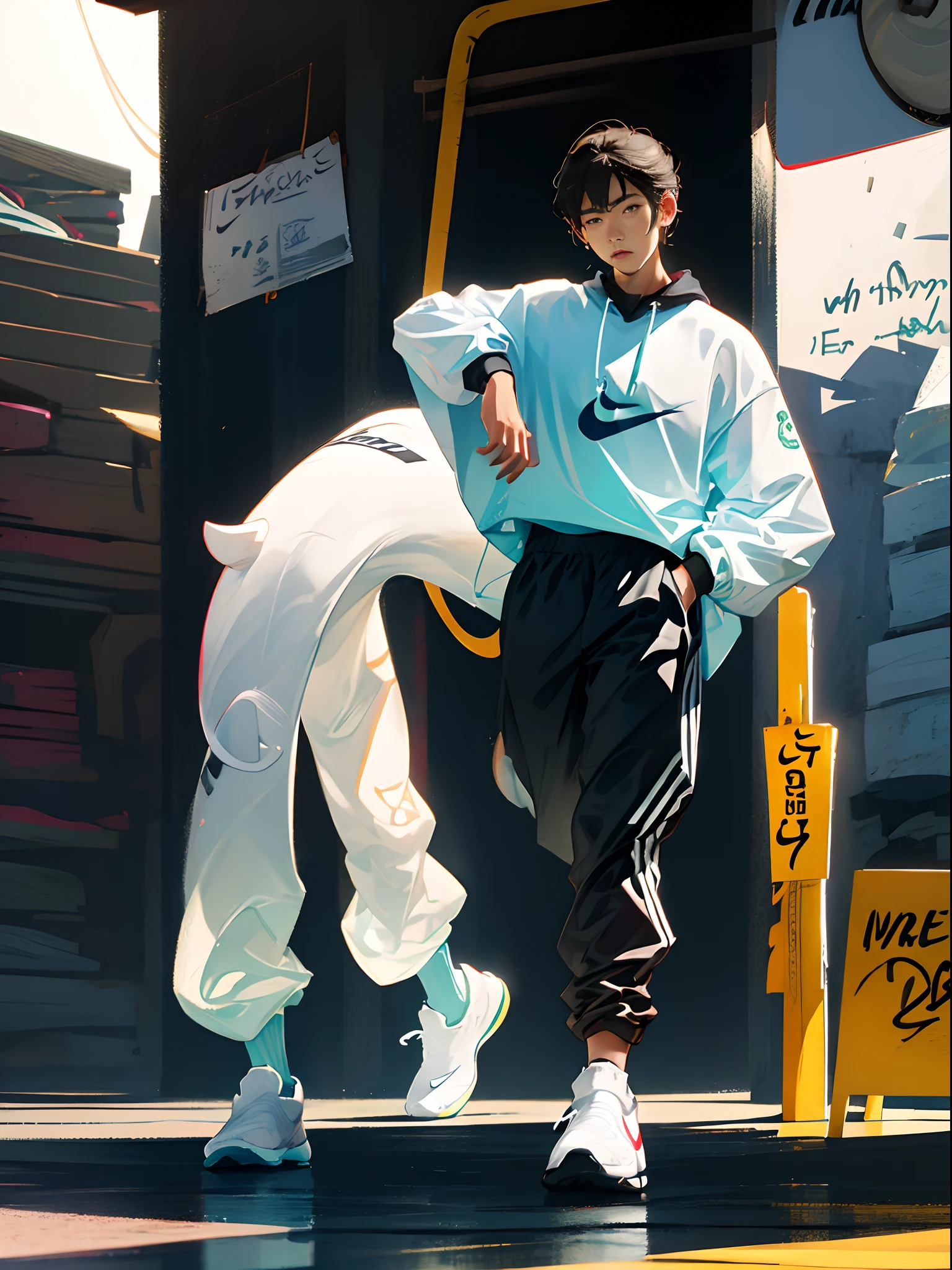 shoun，Nike white socks，handsome，One guy