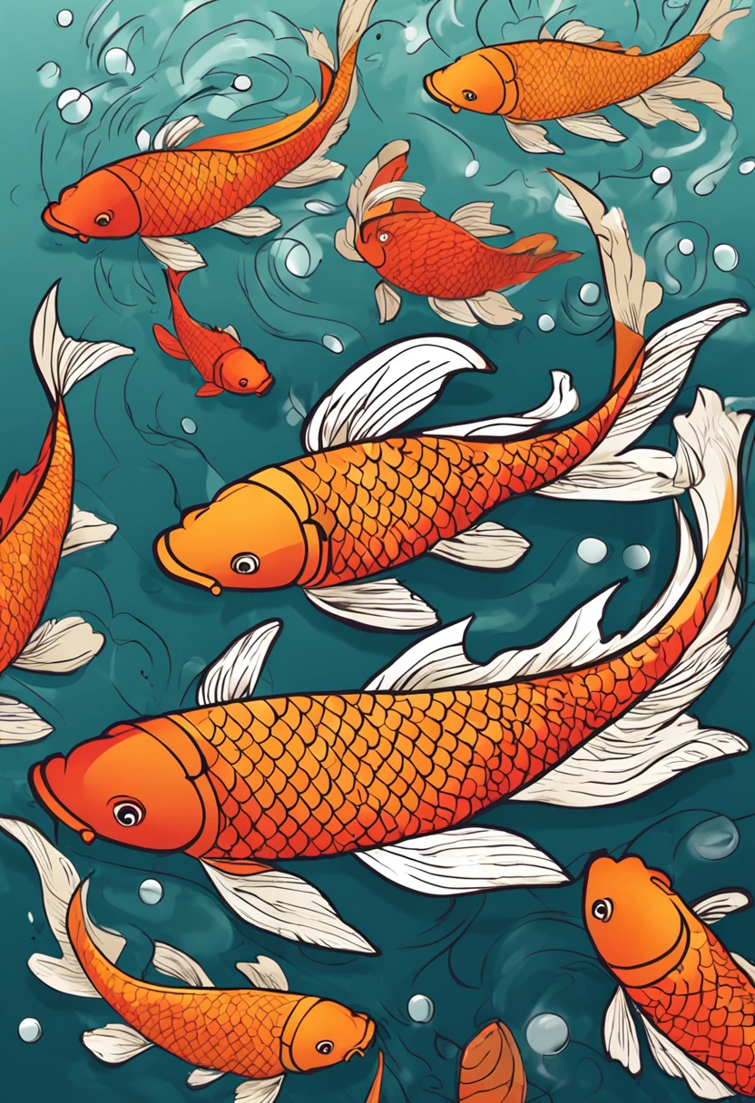 A koi fish,Vector illustration style,high detal