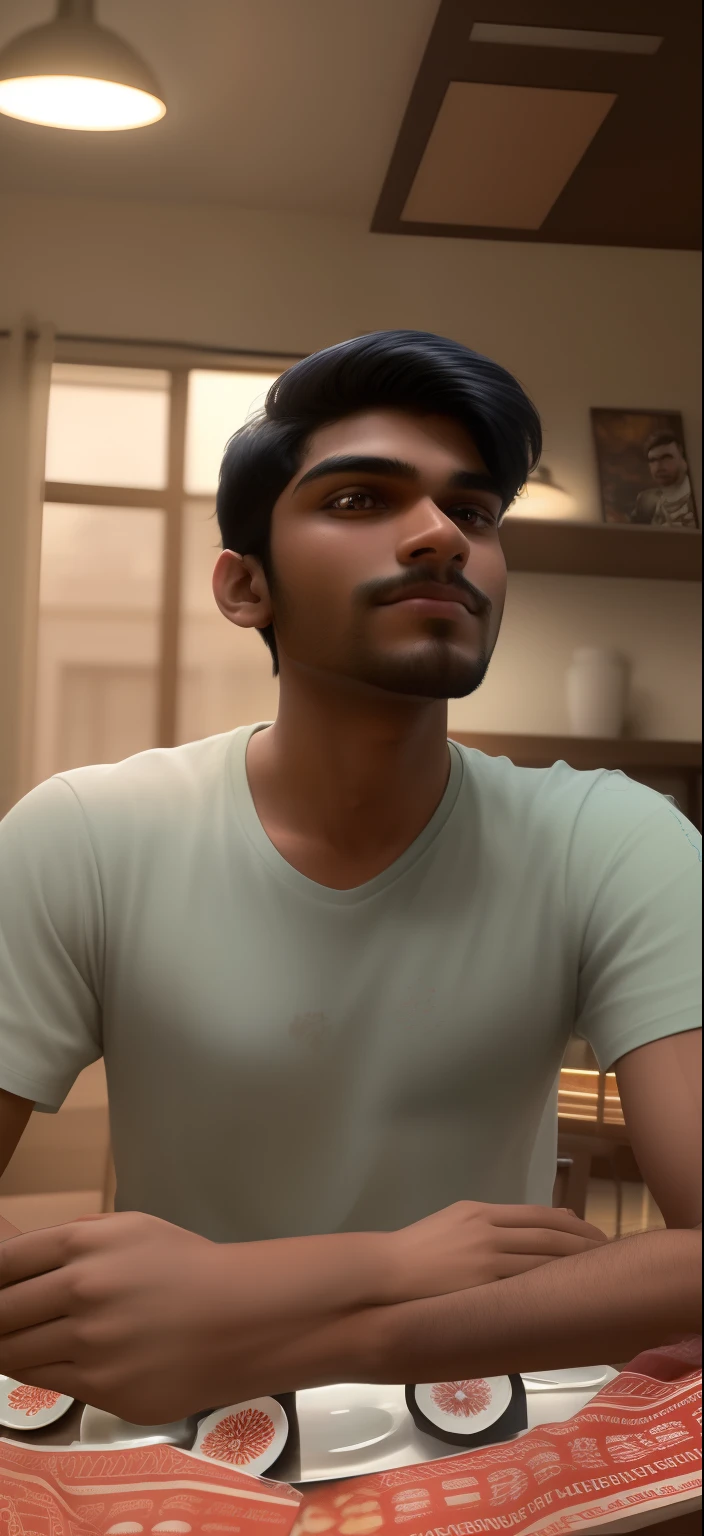 Change The Background,there is a man sitting at a table with a plate of food, a picture inspired by Kailash Chandra Meher, tumblr, samikshavad, jayison devadas, with accurate face, without beard, without helmet, jayison devadas style, in tshirt, around 1 9 years old, at college, with kind face, vastayan, 8k selfie photograph