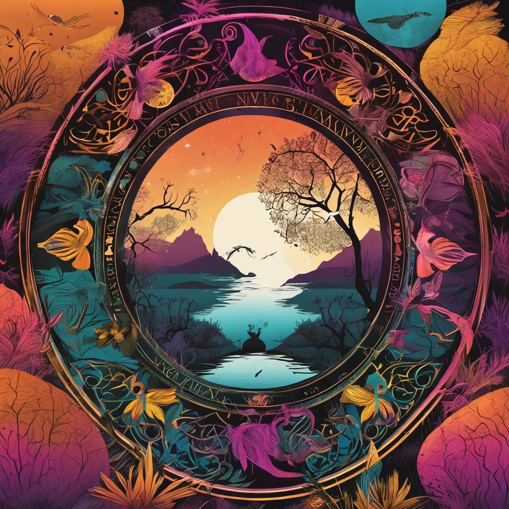 best qualtiy,daynight, yin yang, yinyang shaped, Central symmetry, representing the 4 seasons, in harmony with nature, harmony of nature,, Excellent digital art with rich details