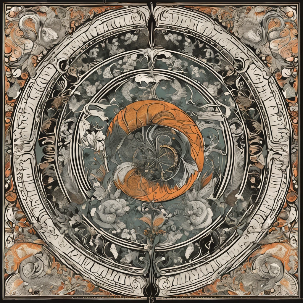 best qualtiy，daynight, yin yang, yinyang shaped, Central symmetry, representing the 4 seasons, in harmony with nature, harmony of nature,, Excellent digital art with rich details