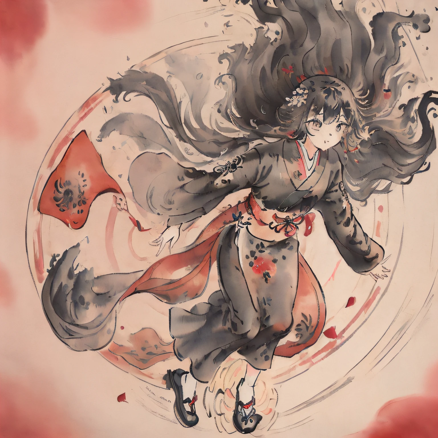 (((((full body))))), (((((best detailed girl))))), (((1girl))), ((((black hair)))), (solo), ((extremely detailed)), ((detailed face)), ((((ink painting)))), illustration, ((Chinese ink painting)), (((masterpiece))), (((best quality))), ((((Ink dyeing)))), (((Watercolor))), ((Chinese Brush Painting)), (((extremely delicate and beautiful girls)))), ultra-detailed, (((beautiful detailed eyes))), (cheongsam), (Chinese style),((red ink)), smile, ink background, long hair, beautiful detailed eyes, beautiful detailed hair, petals, (((soaked))), ((((floating hair)))) ,(((The character is in the center of the frame))),(((flowing)))
