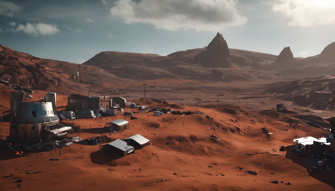 There are many houses on the desolate Mars that use materials from Mars,Realism,