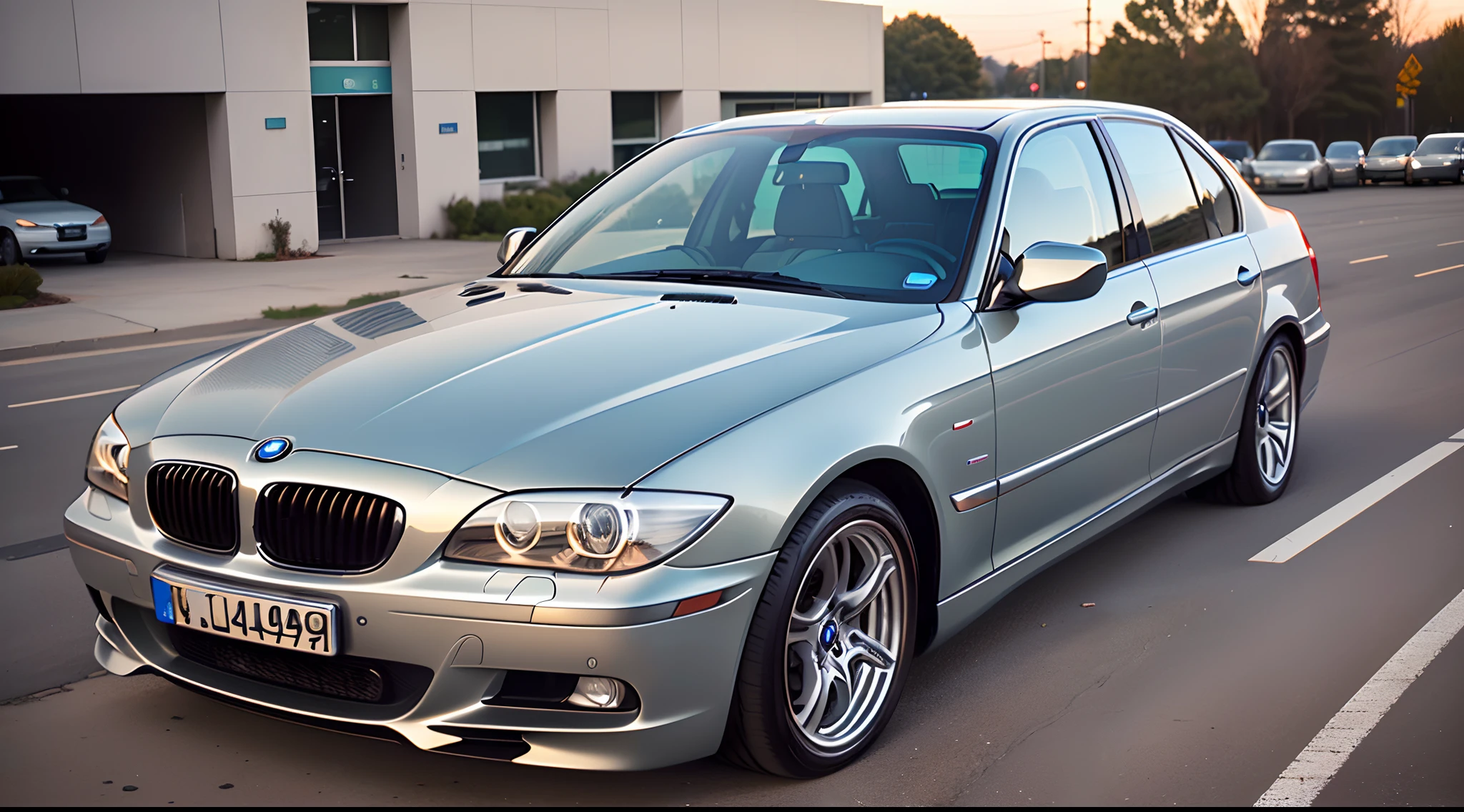 A silver BMW 5 series from 2001 good for a post on Instagram
