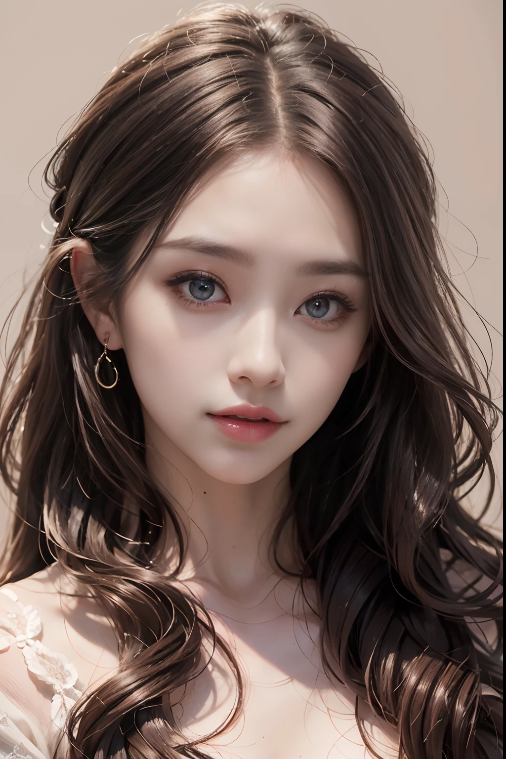 (top-quality、8K、masterpiece:1.3)、foco nítido:1.2、Photorealsitic、hight resolution、Woman with perfect style:1.4、high detailed skin texture、独奏、Seductive and bewitching、33yo、clear double eyelids、dark brown eyes、very detailed lips、(extremely detailed eye:1.2)、(extra detailed face:1.2)、(Very beautiful eyes:1.2)、(Extremely beautiful face:1.2)、Ridiculous, unbelievable Ridiculous、absurderes、Middle hair、Wavy Hair、dark brown hair、(Looking at the camera、face lights)、(soft side lighting:0.9)、Shooting Lighting、((Focus on the subject、Blur the background))、(((Full body like)))