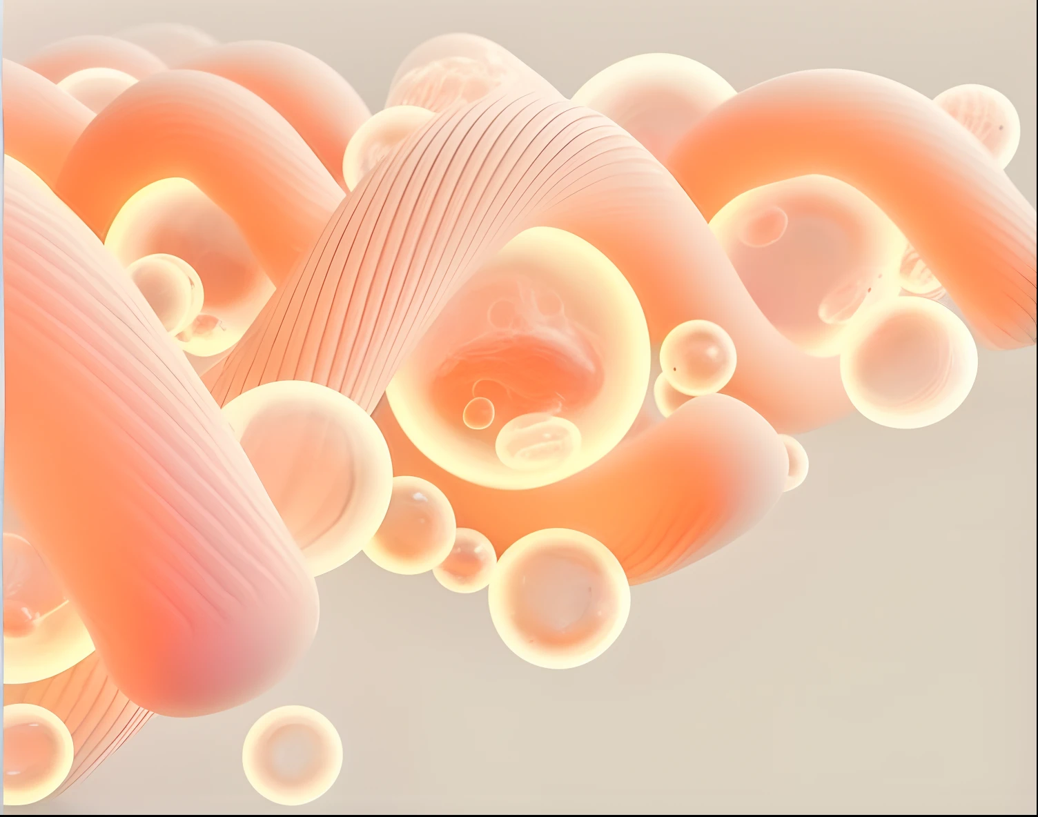 soft 3d render, soft opalescent membranes, bubbling skin, high quality topical render, synthetic bio skin, cellular, 3 d fluid simulation render, cell animation, cells, soft iridescent membranes, rendered illustration, vray caustics，Fiber diagram