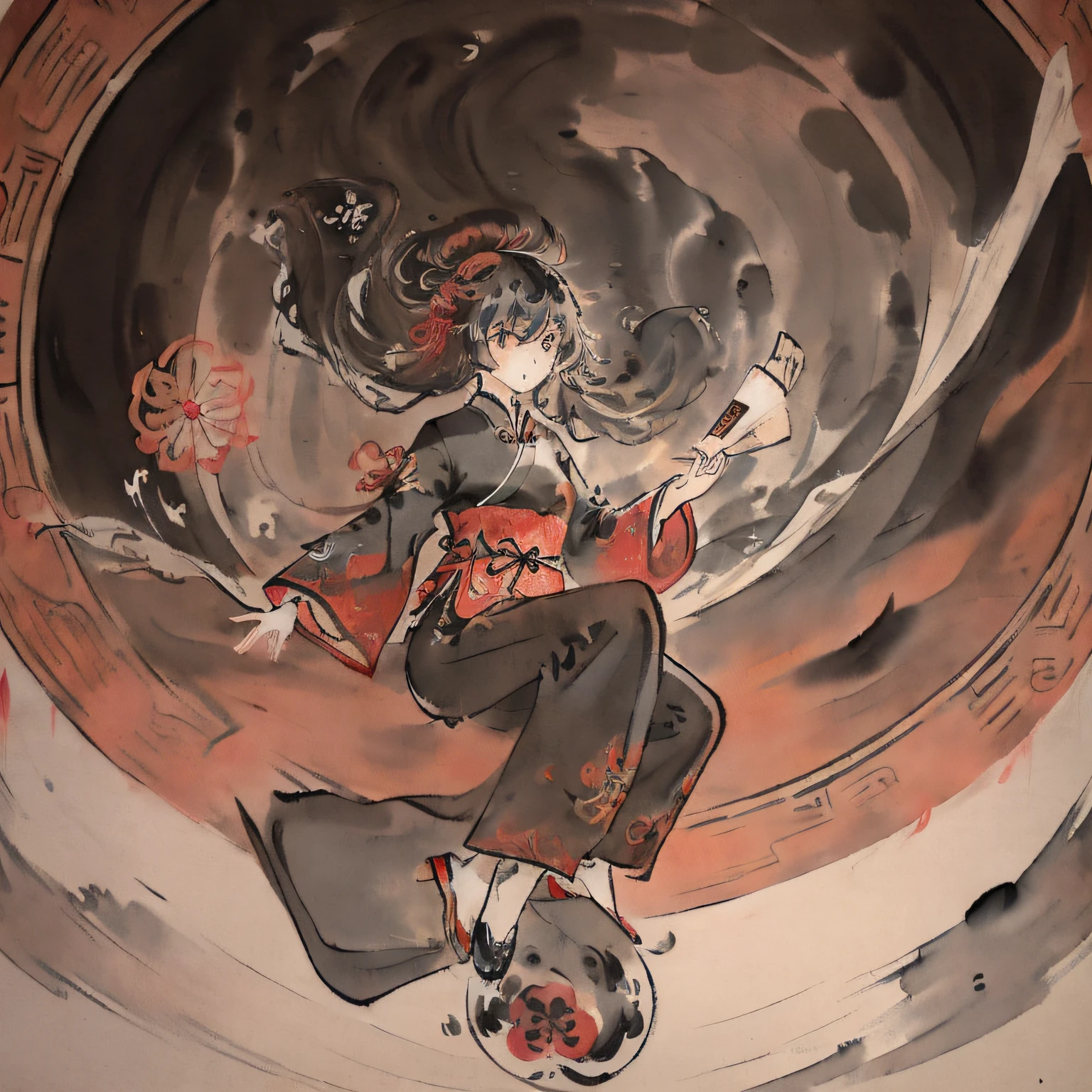 (((((full body))))), (((((best detailed girl))))), (((1girl))), ((((black hair)))), (solo), ((extremely detailed)), ((detailed face)), ((((ink painting)))), illustration, ((Chinese ink painting)), (((masterpiece))), (((best quality))), ((((Ink dyeing)))), (((Watercolor))), ((Chinese Brush Painting)), (((extremely delicate and beautiful girls)))), ultra-detailed, (((beautiful detailed eyes))), (cheongsam), (Chinese style),((red ink)), smile, ink background, long hair,  beautiful detailed eyes, beautiful detailed hair, petals, (((soaked))),  ((((floating hair)))) ,(((The character is in the center of the frame))),(((flowing)))