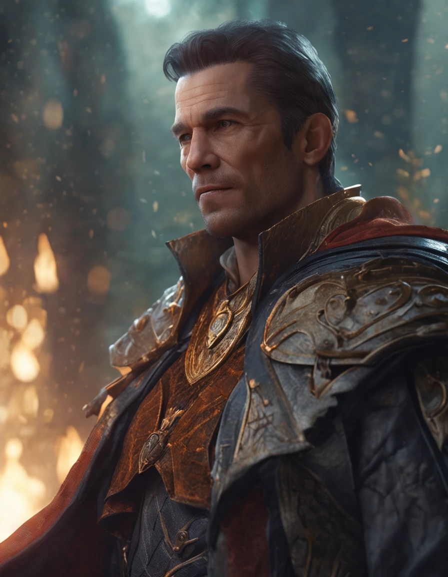 a portrait of the most handsome man in the world staring at the camera, magic the gathering artwork, d & d, fantasy, cinematic lighting, centered, symmetrical, highly detailed, digital painting, artstation, concept art, smooth, sharp focus, illustration, volumetric lighting, epic composition, 8 k, art by akihiko yoshida and greg rutkowski and craig mullins, heroic pose, oil painting, cgsociety, magic lab background